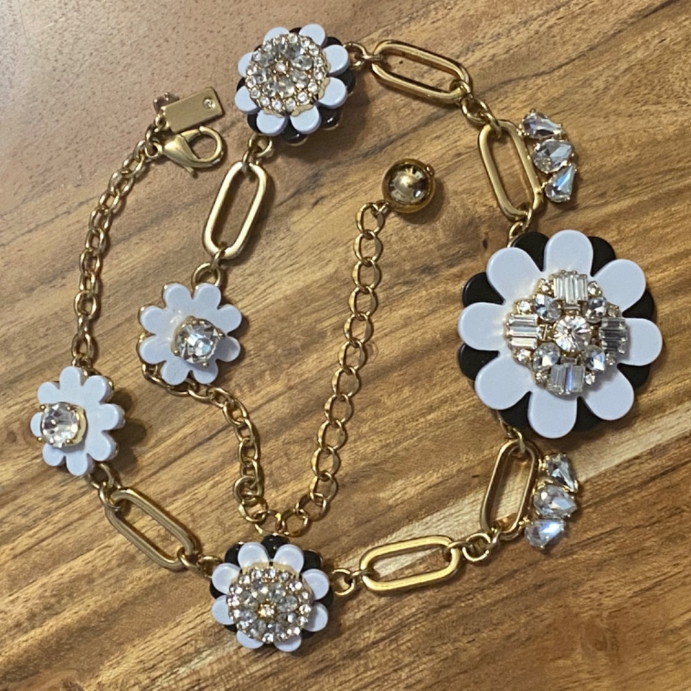 Kate Spade gold & crystal floral statement necklace
